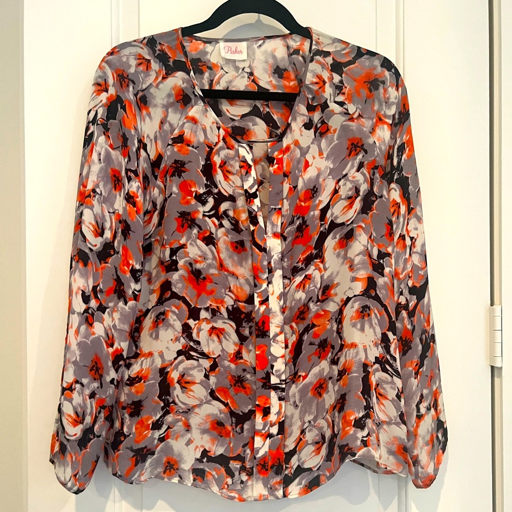 Parker 100% silk long sleeve top